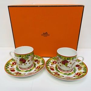 HERMES PARIS Hermes Pythagorean Garden Demitasse 4 PC SET WITH BOX